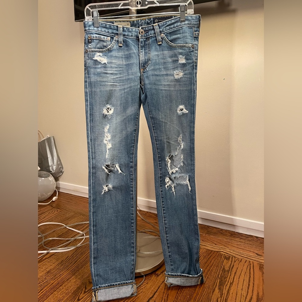 AG Adriano Goldschmied The Stilt Cigarette LightWash Low Rise Jeans Size -26